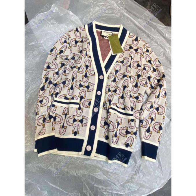 ÁO NỮ GUCCI&nbsp;23fw Cotton Silk Letter Dệt kim Cardigan