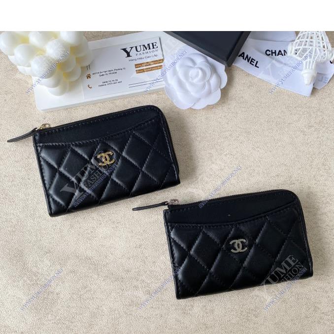 BÓP NỮ CHANEL Card- Lamskin- Dây kéo