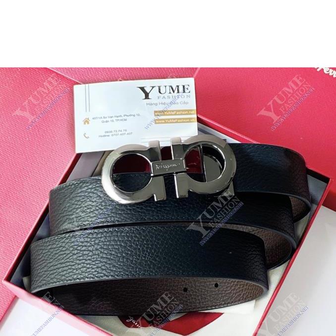 DÂY NỊT FERRAGAMO KHOÁ ÐEN BÓNG