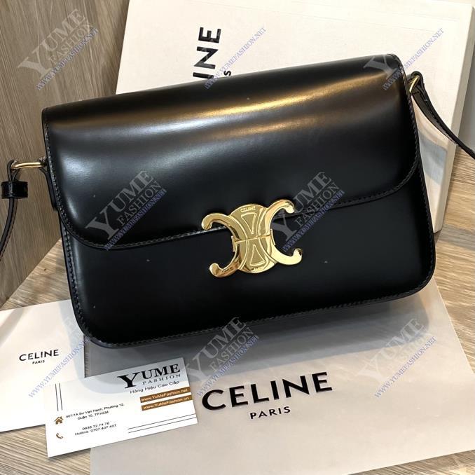 TÚI XÁCH CELINE&nbsp;TEEN TRIOMPHE BAG IN SHINY CALFSKIN BLACK